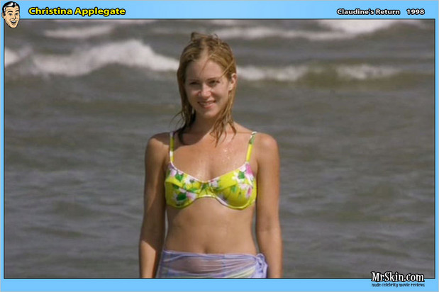 Christina Applegate in wet bikini top; Celebrity 